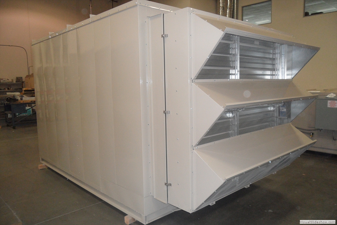 Side loaded filters: Filters are removed by opening a side access panel and simply slid out of the unit.